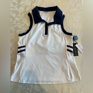 Jessica Simpson White Tank Top with Navy Trim